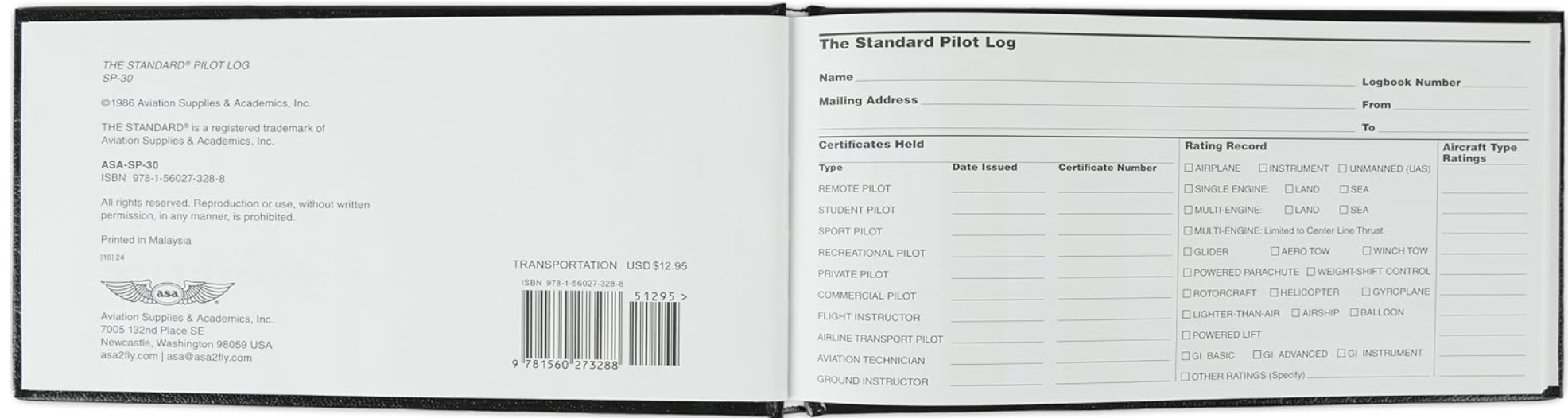 The Standard Pilot Logbook (Black) - Image 3